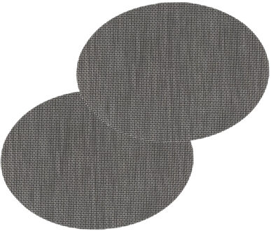 Placemat Maoli - Set van 8x stuks - ovaal - zwart - 48 x 35 cm - kunststof - onderlegger