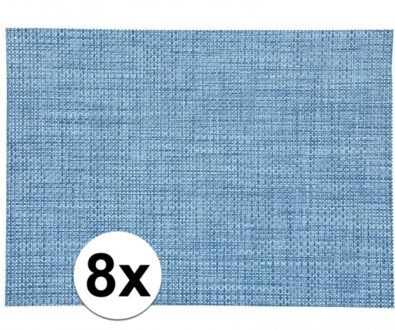 Placemat/onderlegger - 8x - blauw - geweven - kunststof - 45 x 30 cm - bescherming
