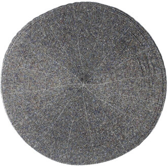 Placemat Rond - kralen - grijs - 35 cm - tafeldecoratie - onderleggers