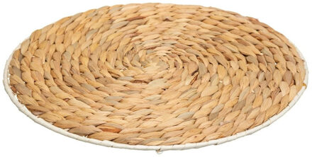 Placemat van afgewerkt zeegras - naturel - rond - dia 35 cm - Onderleggers - Placemats Bruin