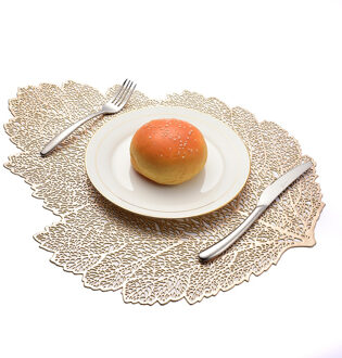 Placemat Voor Eettafel Onderzetters Lotusblad Palm Leaf Simulatie Plant PVC Cup Salontafel Matten Keuken Kerst Home Decor zilver
