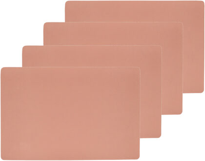 placemats - 6x - lederlook - zalmroze - 45 x 30 cm - Placemats