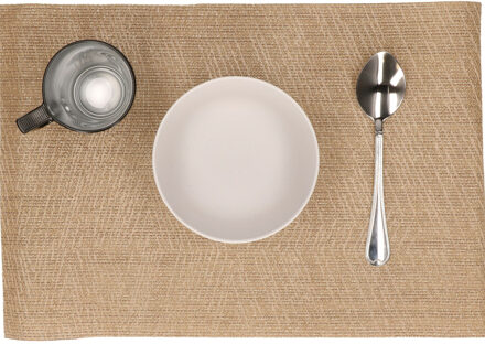 Placemats - 6x stuks - polyester - 45 x 30 cm - Placemats Goudkleurig