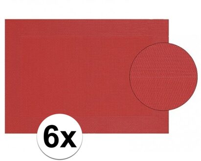 Placemats - 6x stuks - rood - gevlochten - 45 x 30 cm - onderleggers