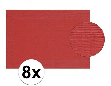 Placemats - 8x stuks - rood - gevlochten - 45 x 30 cm - onderleggers