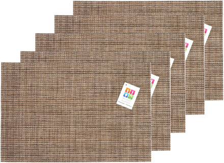 Placemats Hampton - 10x - bruin geweven - PVC - 30 x 45 cm