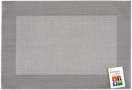 Placemats Hampton - 1x - zilver/grijs - PVC - 30 x 45 cm - Placemats