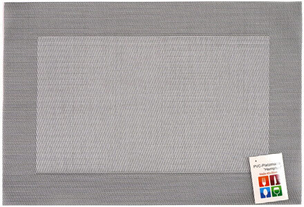 Placemats Hampton - 1x - zilver/grijs - PVC - 30 x 45 cm