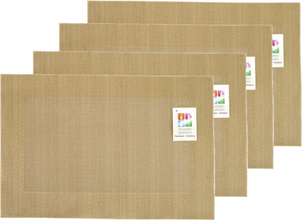 Placemats Hampton - 4x - goud - PVC - 30 x 45 cm - Placemats Goudkleurig