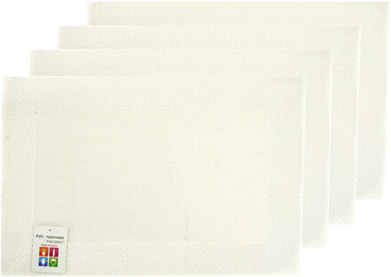 Placemats Hampton - 4x - wit - PVC - 30 x 45 cm - Placemats