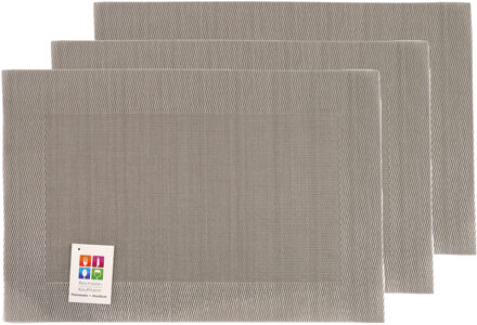 Placemats Hampton - 6x - taupe - PVC - 30 x 45 cm - Placemats