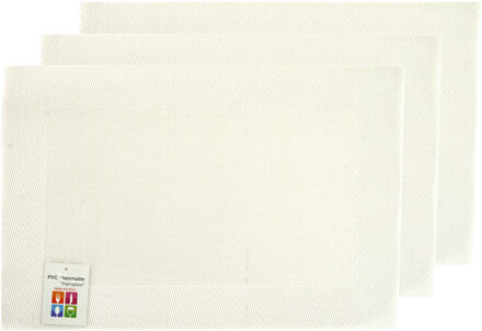 Placemats Hampton - 6x - wit - PVC - 30 x 45 cm - Placemats