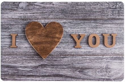 Placemats I love you - 29 x 44 cm - grijs - onderleggers - Tafeldecoratie met liefde sfeer