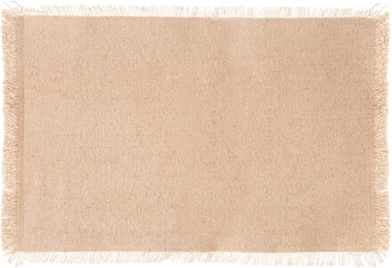 placemats Kenya - 1x - beige - 45 x 30 cm - katoen - met franjes - Placemats