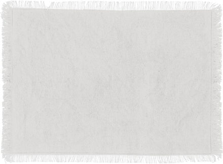 placemats Kenya - 1x - wit - 45 x 30 cm - katoen - met franjes