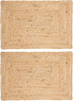 placemats Savannah - 4x - jute - 45 x 30 cm - naturel - gevlochten - Placemats Beige