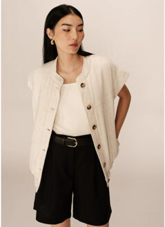 Placide mouwloos jasje gewatteerd oversized Beige