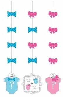 Plafond hangdecoratie gender reveal party 3x stuks - Hangdecoratie Multikleur