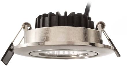 Plafond inbouwlamp Dione, IP44, 3.000 K, nikkel, dimbaar