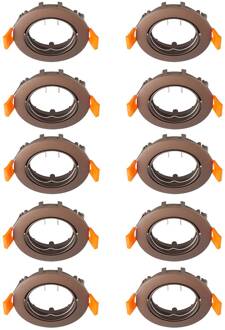 plafond inbouwlamp Fibur, brons, zink, Ø 8.2cm, 10 stuks