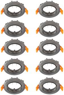 plafond inbouwlamp Fibur, donkergrijs, Ø8cm, set van 10 brons