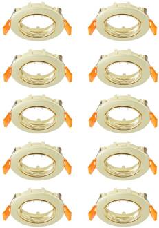 plafond inbouwlamp Fibur, goud, zink, Ø 8,2 cm, 10 stuks