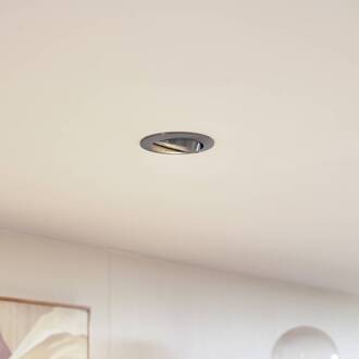 plafond inbouwlamp Fibur, zilver geborsteld, Ø 8,2 cm