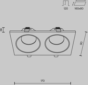 plafond inbouwlamp Zoom wit 17 x 9 cm 2-lamps IP65