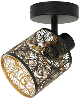 Plafond lamp Calathea - goud / zwart - metaal - bewerkt - E27 - interieur decoratie - binnen