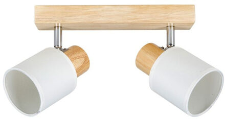 Plafond of wand spotjes - verlichting - naturel/wit - 2 lampen - draaibaar - 37 x 8 cm