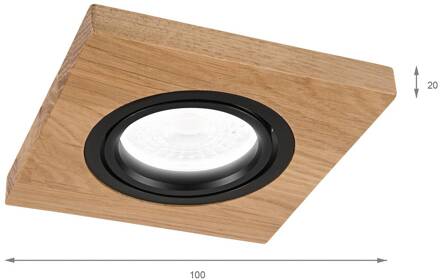 Plafondinbouwlamp Tobby, 10 x 10 cm, set van 3, eikenhout GU10 eikenhout, zwart