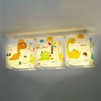 plafondlamp 3-lamps Dinos glow in the dark 51 cm wit