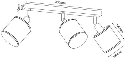 Plafondlamp Adeline, 3-lamps, jute, lengte 34 cm zwart, naturel