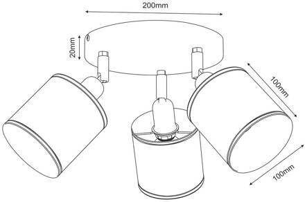 Plafondlamp Adeline, 3-lamps, jute, rond, Ø 45 cm zwart, naturel