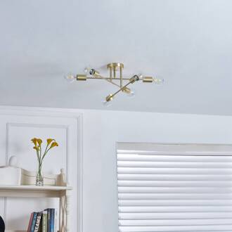 plafondlamp Aloria, 6-lamps, goud, metaal, E27