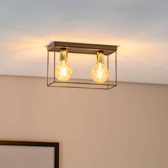 Plafondlamp Anna met metalen frame, 2-lamps zwart, goud