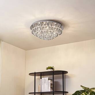 plafondlamp Antonino, 8-lamps, chroom, kristal, 55cm