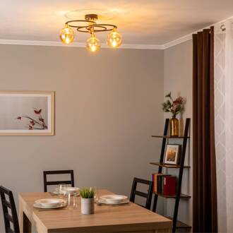 Plafondlamp AR-1661 zwart/koper, 3-lamps zwart, koper, honingkleurig