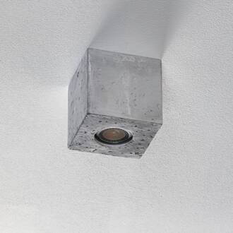 Plafondlamp Ara als betonnen kubus 10cm x 10cm betongrijs
