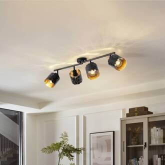 plafondlamp Aralena, zwart/goud, 4-lamps, lengte 97cm zwart, goud