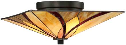 Plafondlamp Asheville Tiffany-design hoogte 16,7cm brons, crème, bruin