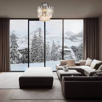 Plafondlamp Aspen metaal chroomkleurig, glaskristallen, Ø 45 cm chroom, helder