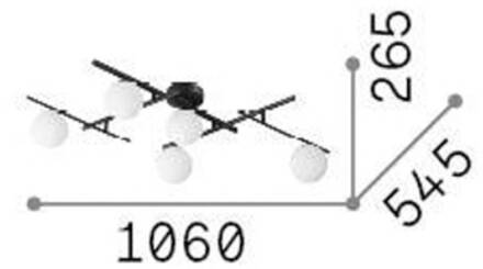 Plafondlamp Atlas goudkleurig 5-lamps metaalglas van Ideal Lux goud, opaal