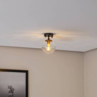 Plafondlamp Atmaca 10205 goud antiek/zwart glas helder Ø 15cm antiek goud, zwart, helder