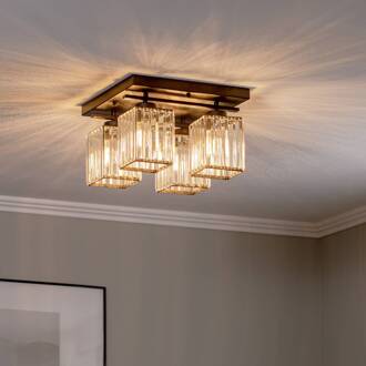 Plafondlamp AV-1795-4BSY 4-lamps vierkant, zwart zwart, transparant