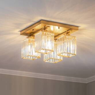 Plafondlamp AV-1795-4E 4-lamps vierkant, antiek goud antiek goud, transparant