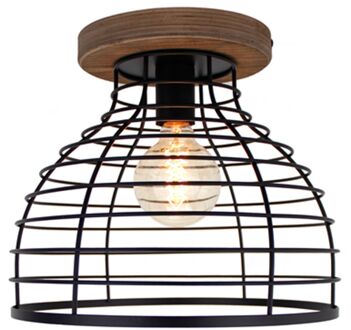 Plafondlamp Avia Zwart/hout Ø30cm E27 40w