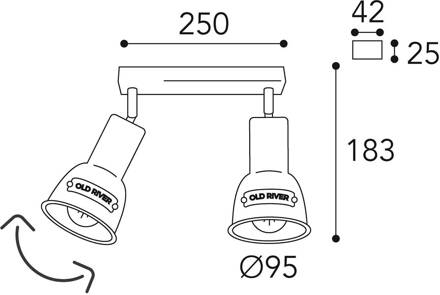 Plafondlamp Azali 1548.E27 2-lamps messing antiek antiek-messing