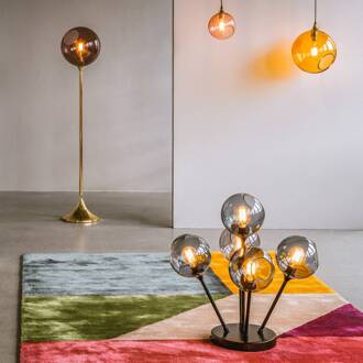 Plafondlamp Ballroom Molecule, rookgrijs, glas, 5-lamps rookgrijs, zwart
