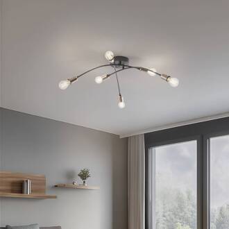 Plafondlamp Banana, zwart, metaal, 67 cm, 6-lamps, E27